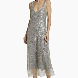 Vince Silver Sequin Midi Dress